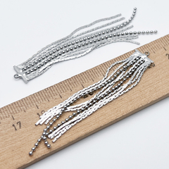 Подвеска Кисточка, цвет серебро (родий), размер 68*10 мм, цена за 1 шт