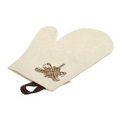 Рукавица белая с вышитым логотипом 