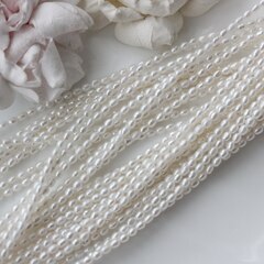 Жемчуг натуральный речной, рис, 2,8-3,8 мм, 1 нить, Ж015