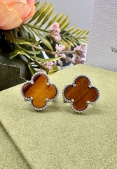 55135 - Серьги Trendy клевер из стали (lux) с агатом на английском замке