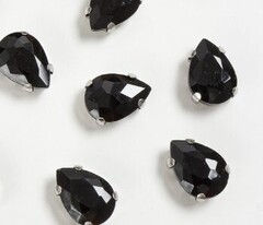 Стразы пришивные стекло в оправе, р. 14 мм, черный