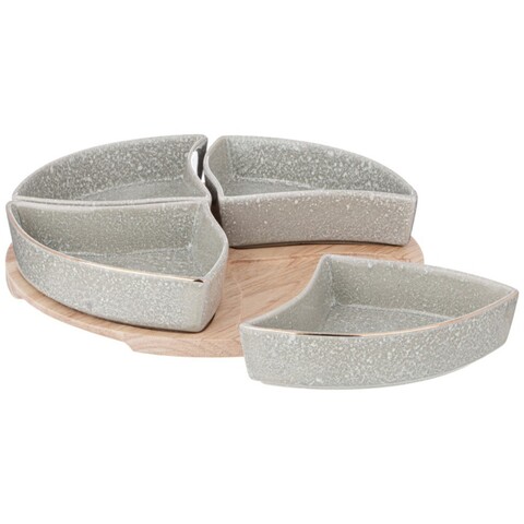 Менажница 4 секции на деревянной подставке Lefard 