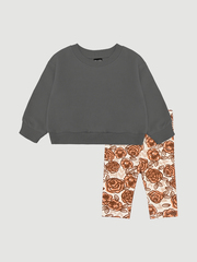 Комплект Mjölk Свитшот Steel Grey/Легинсы Roses