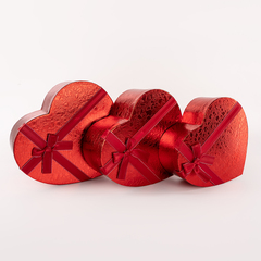 Коробка подарочная Сердце, Фактурный узор, с бантом, Красный, 26*23*10,3 см