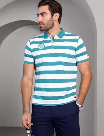 Футболка-поло фактурного материала 