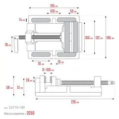 KRAFTOOL 100 мм, станочные сверлильные тиски (32715-100)
