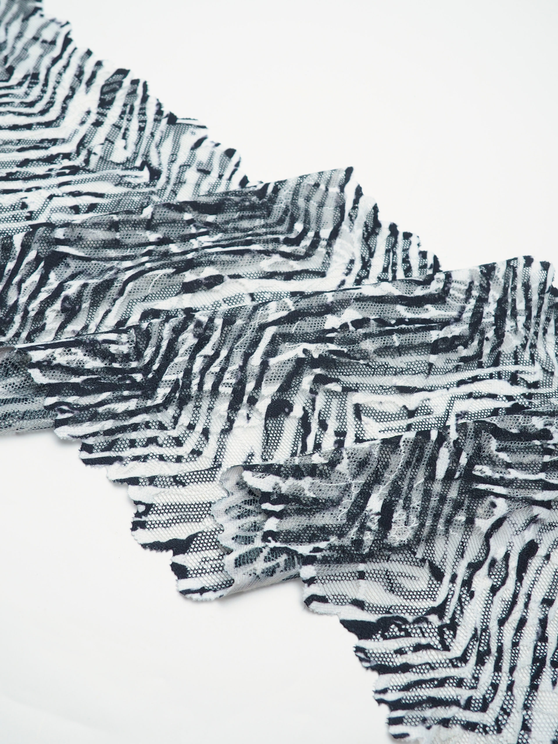 Эластичное кружево зебра чёрное с белым ширина 22 см