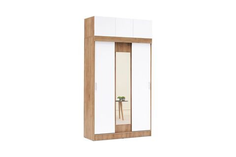 Басямиф/Роджинамиф Шкаф с антресолью (Белый глянец/Дуб крафт)