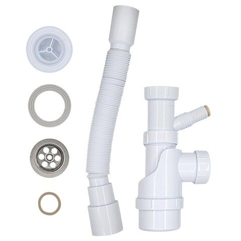 Сифон для мойки/раковины, с отводом, в комплекте с гибкой трубой, 1 1/2