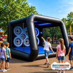 Надувной аттракцион «Точный бросок» на подкачке, диаметр 4,5 м, размер 4,5×4,5×3,86 м