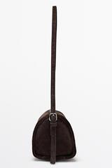 Massimo Dutti Сумка через плечо из натуральной замши, шоколадный