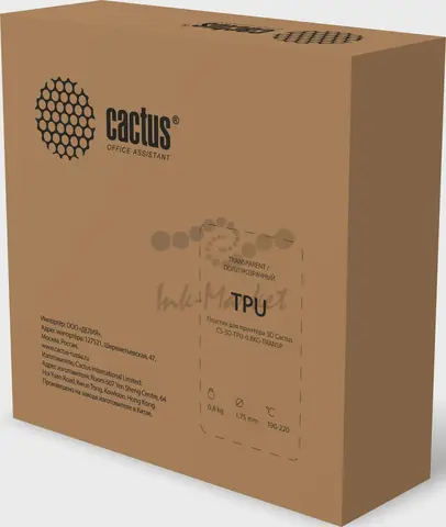 Пластик для принтера 3D Cactus CS-3D-TPU-0.8KG-TRANSP TPU d1.75мм 0.8кг L336м 1цв.
