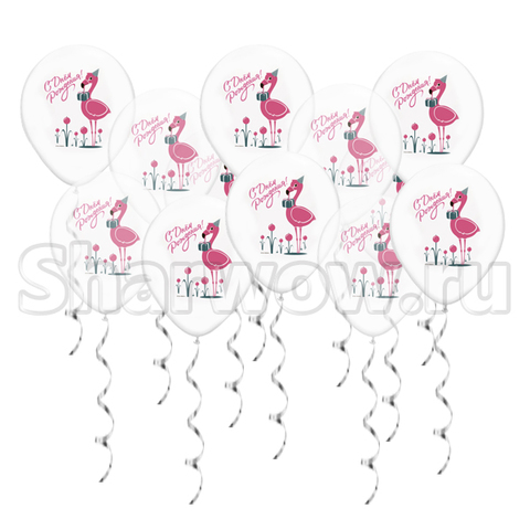 Воздушные шары под потолок фламинго