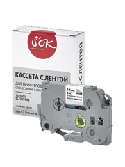 Кассета с лентой S'OK by Sakura Printing TZES931 для Brother,  черный на серебре, 12мм, 8м , наклейка