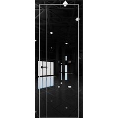 Купить Межкомнатная дверь глянец Pt 10 Платина crystall black алюминиевая кромка Al глухая