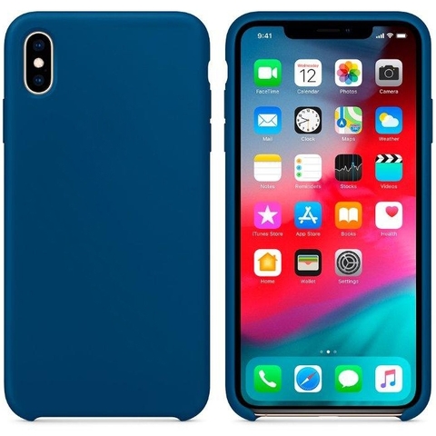 Силиконовый чехол Silicon Case Premium для iPhone Xs Max (Blue Horizon / Голубой горизонт) 100% ORG