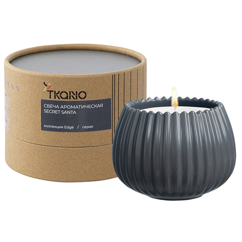 Свеча ароматическая Tkano Edge Secret Santa серая 30ч