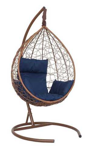Подвесное кресло-кокон SEVILLA горячий шоколад, темно-синяя подушка (Laura Outdoor)