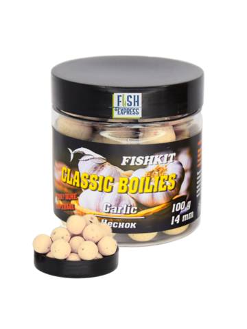 Бойлы FISHKIT Classic вареные тонущие 14мм 100гр. Чеснок