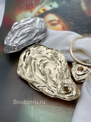 Брошь-зажим устрица для платка/купальника серебристая металлическая