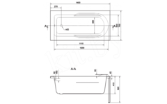ВАННА АКРИЛОВАЯ CERSANIT SANTANA 140x70 С НОЖКАМИ