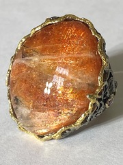 Гелиолит-малый (серебряное кольцо с позолотой)