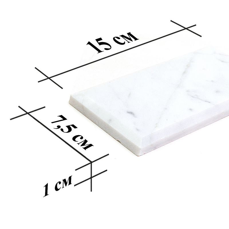 BRI-088 Carrara Плитка мрамор Natural Brik белый светлый прямоугольник глянцевый