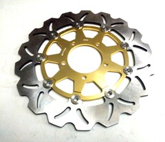 Диск тормозной передний на Kawasaki ZX6R NINJA / ABS, Z800 / ABS, VERSYS, ZX 10R и другие, золотой лепестковый