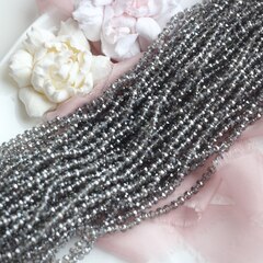 Хрусталь гранёный (стекло) рондель, серый 4*3 мм, нить 58 см, С205
