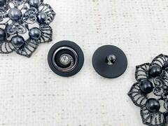 Пуговицы костюмные, матовые, d 3 см, чёрный с тёмным серебром