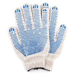 Перчатки х/б с ПВХ Эконом, размер 8, белые, 47135