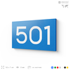 Номер на дверь 501, табличка на дверь для офиса, квартиры, кабинета, аудитории, склада, голубая 120х70 мм, Айдентика Технолоджи