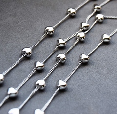 Цепочка с сердечками, покрытие родий, арт