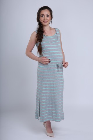 Платье для беременных и кормящих 08731 серый меланж/ментол