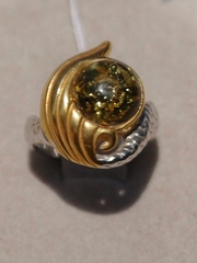Сирена -зеленый кольцо из серебра)