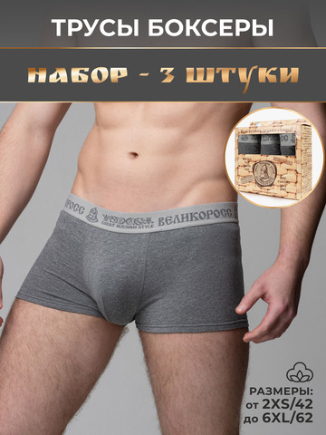 Комплект из 3-х трусов боксеров цвета графит