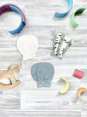 Рукавички-антицарапки Mjölk Birch Trees/Ecru/Magic Mint, сет из 3х пар