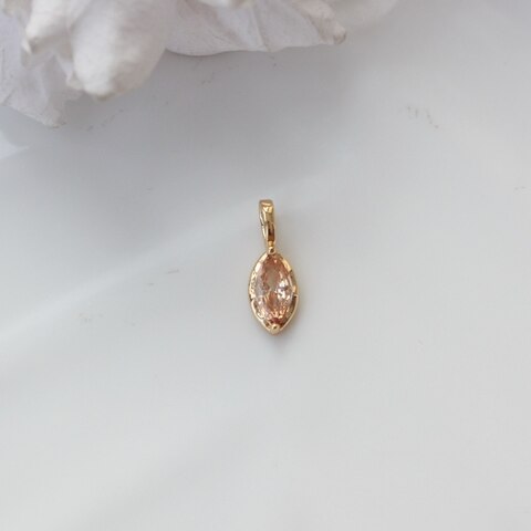 Подвеска Маркиз с персиковым фианитом, 14*5 мм, позолота, П407