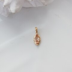 Подвеска Маркиз с персиковым фианитом, 14*5 мм, позолота, П407