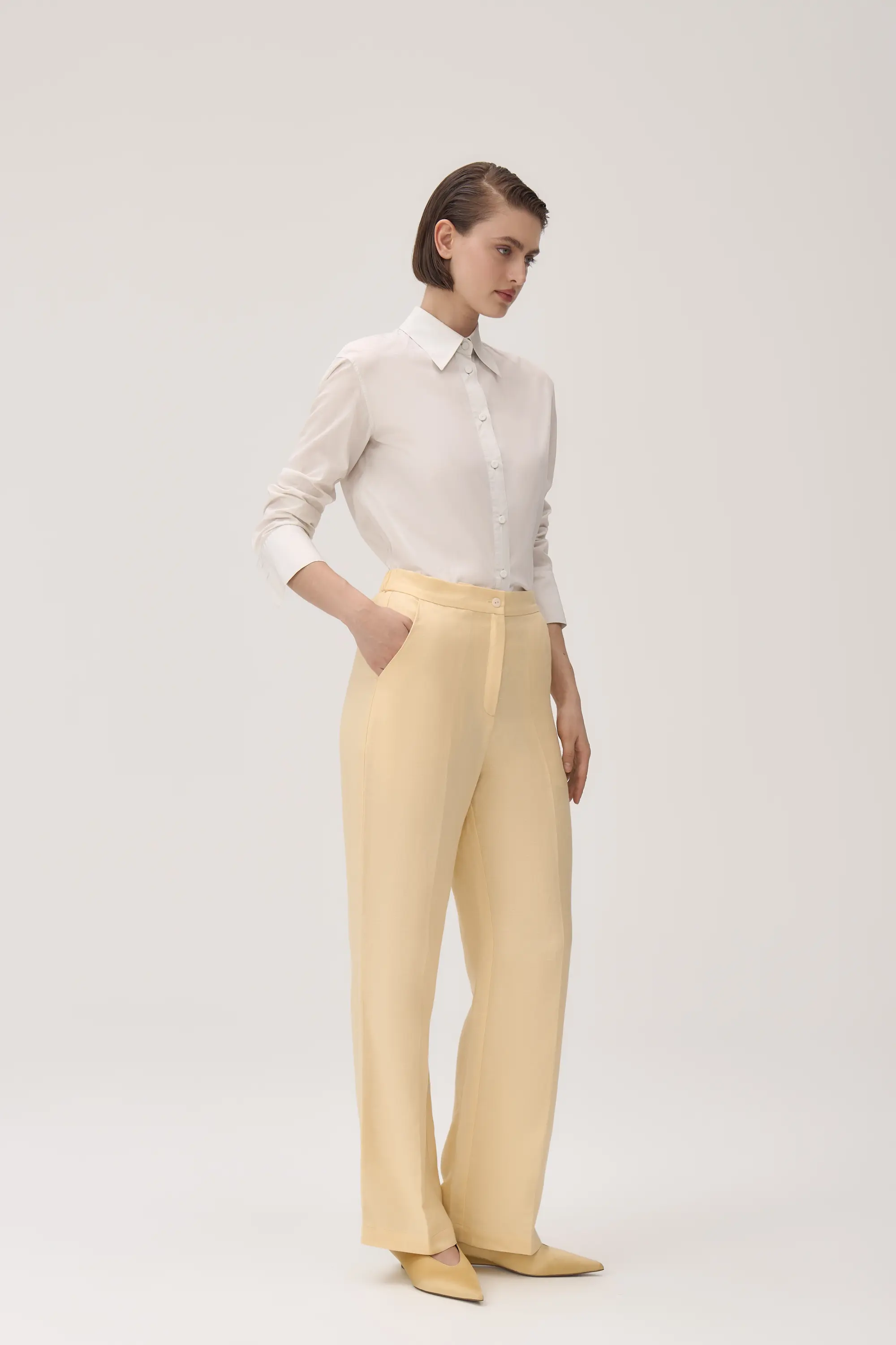 Льняные брюки прямого кроя