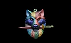 Силиконовый молд Амулет Волк с кинжалом малый