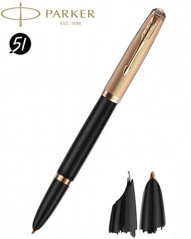 Ручка перьевая Parker 51 Premium, Black GT, F (2123511)