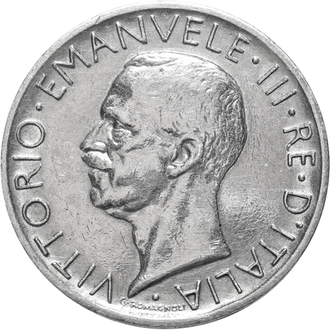 5 лир. Король Виктор Эммануил III. Италия. Серебро. 1929 г. VF-XF