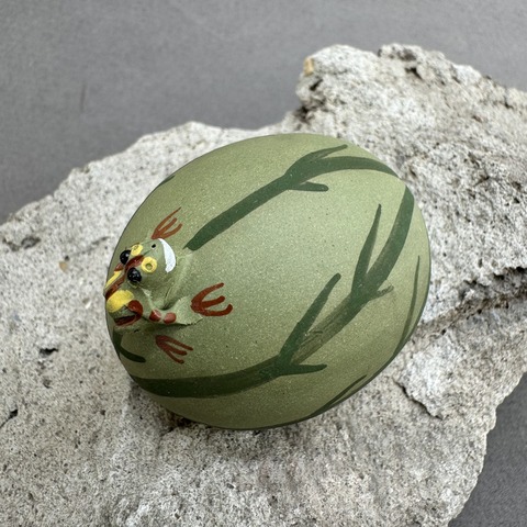 Арбуз с лягушкой, глина, 5/4см