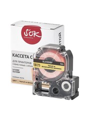 Кассета с лентой S'OK by Sakura Printing K5DBF для Epson , черный на флуоресцентном оранжевом, 18мм, 5м
