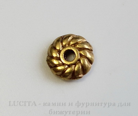 Бусина металлическая - спейсер 6х2 мм (цвет - античное золото), 10 штук ()
