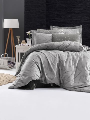 Комплект постельного белья 2 спальный (Евро) DO&CO Сатин DELUX ROVENA цвет серый фото 1