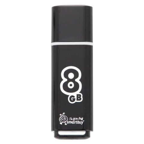 Флэш-диск 8GB (SMARTBUY) Glossy USB 2.0, черный SB8GBGS-K