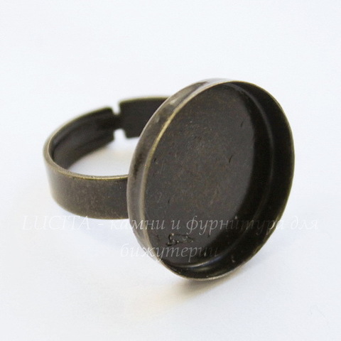 Основа для кольца с сеттингом для кабошона 20 мм (цвет - античная бронза)
