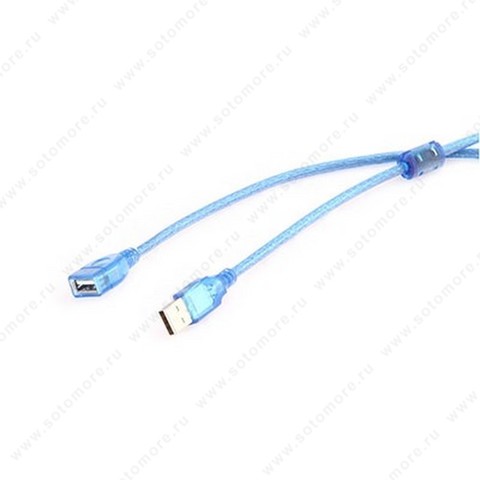 Кабель USB 2.0 (папа) to USB (мама) - 1.5 метр голубой